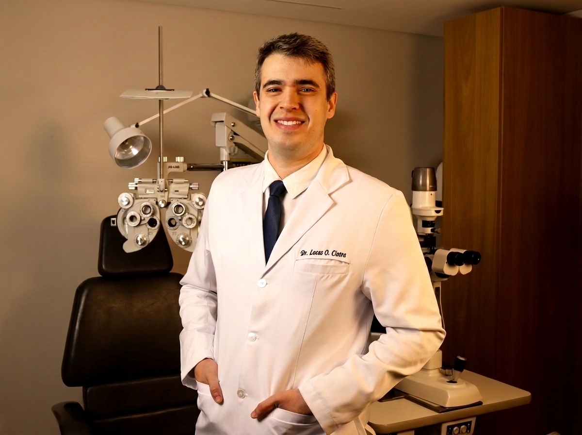 Dr. Lucas Cintra, cirurgião oftalmologista, em seu consultório em Brasília